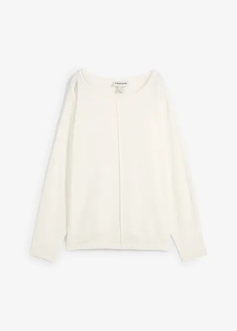 Oversize-Pullover in weiß von vorne - bonprix