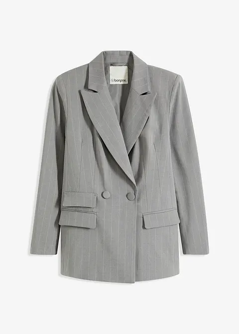 Nadelstreifen Blazer in grau von vorne - bonprix