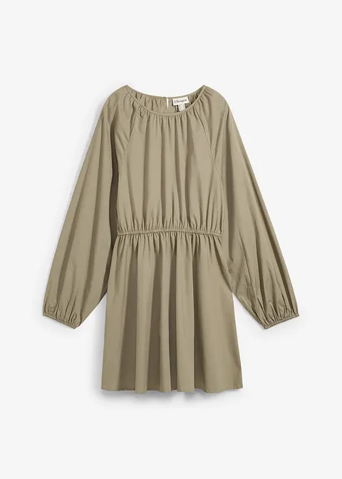 Blusenkleid aus reiner Bio-Baumwolle in grau von vorne - bonprix