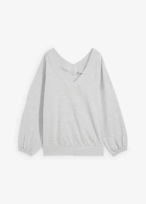 Oversize-Sweatshirt aus weichem Baumwoll-Mix in grau von vorne - bonprix