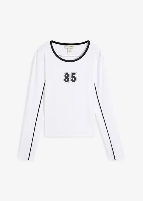 Langarmshirt aus reiner Baumwolle in weiß von vorne - bonprix