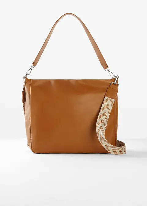 Shopper mit austauschbarem Taschengurt in braun von vorne - bonprix