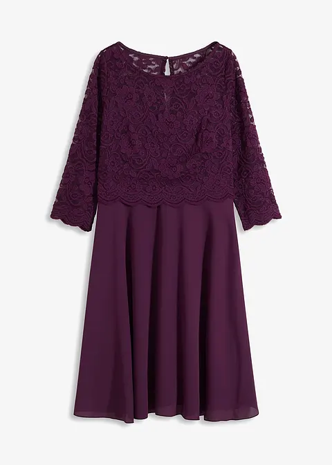 Minikleid mit Spitze in lila von vorne - bonprix