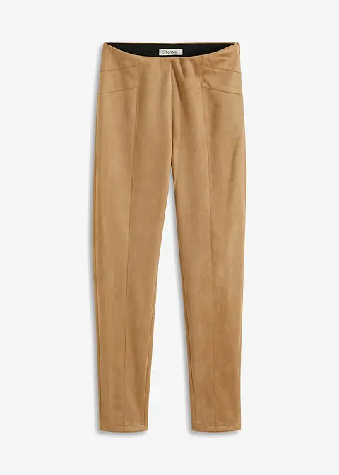 Velourlederimitat-Hose mit Bequembund in braun von vorne - bonprix