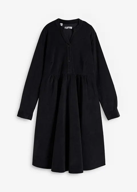 Kleid aus Baumwollcord in schwarz von vorne - bonprix