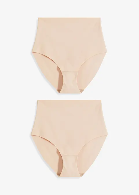 Nahtloser Shape Slip mit leichter Formkraft (2er P.) in beige von vorne - bonprix