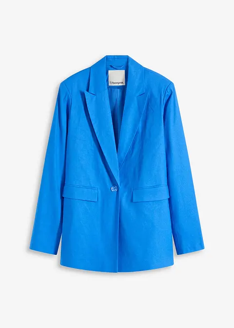 Leinen-Blazer in blau von vorne - bonprix