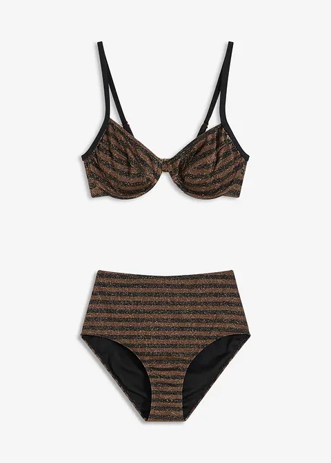 Glitzernder Bügel Bikini (2-tlg.Set) in schwarz von vorne - bonprix