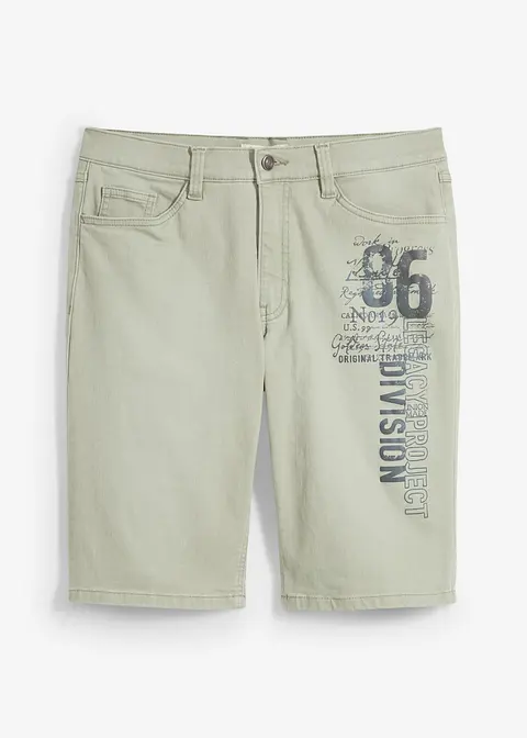 Jeans-Bermuda mit Druck, Regular Fit in grün von vorne - bonprix