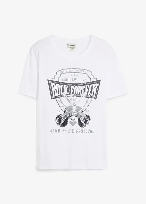 T-Shirt mit kernigem Druck in weiß von vorne - bonprix