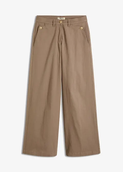 Wide Leg Hose mit Stretch in grün von vorne - bonprix