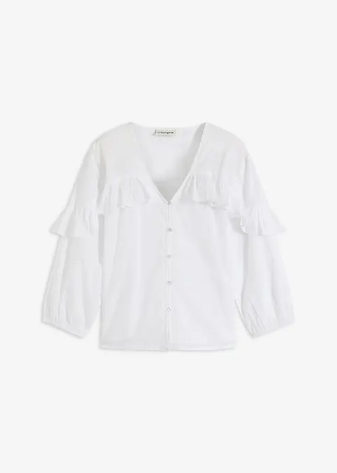 leichte Bluse mit Volants in weiß von vorne - bonprix