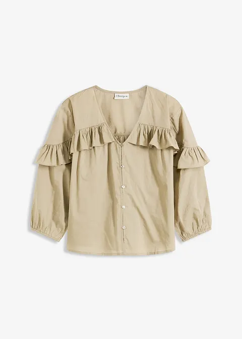 leichte Bluse mit Volants in grün von vorne - bonprix