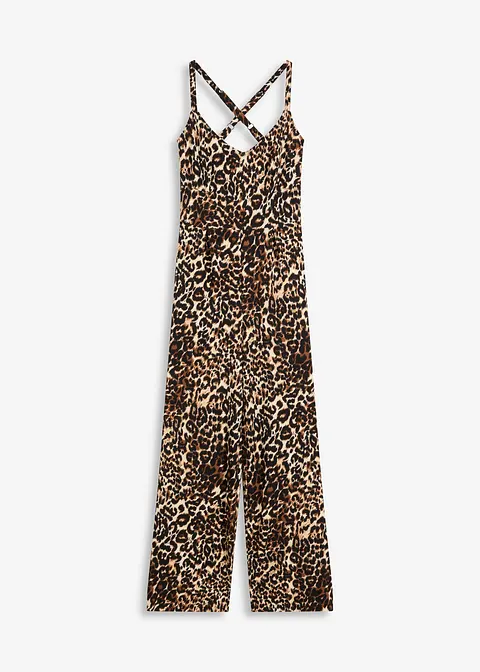 Jersey-Jumpsuit in braun von vorne - bonprix