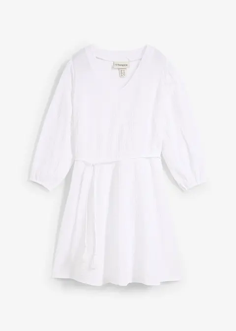 Mini-Kleid aus reiner Baumwolle in weiß von vorne - bonprix