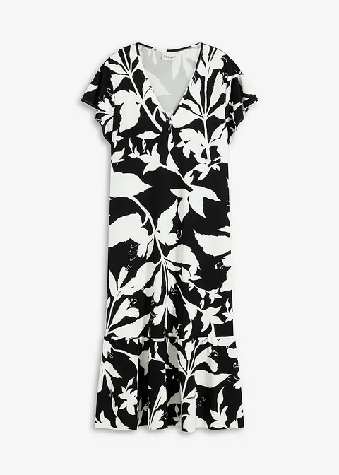 Midikleid mit Flügelärmeln in schwarz von vorne - bonprix