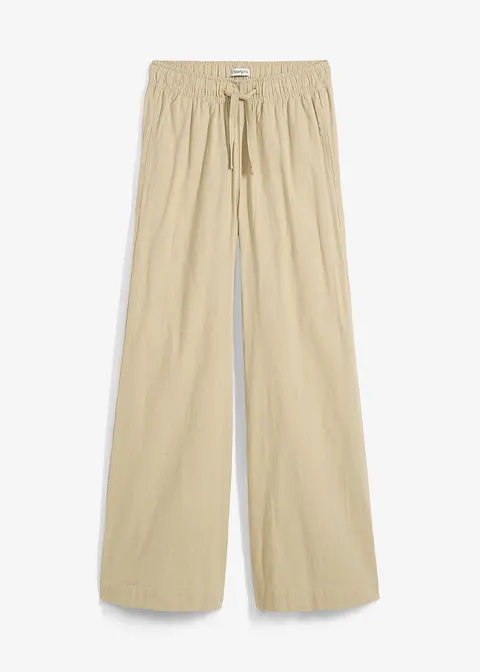 Palazzo-Hose aus reiner Baumwolle in grün von vorne - bonprix