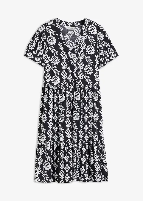 bedrucktes Tunika-Kleid in schwarz von vorne - bonprix