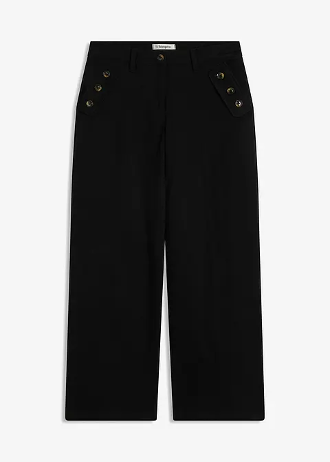 Twillhose mit dekorativen Knöpfen in schwarz von vorne - bonprix