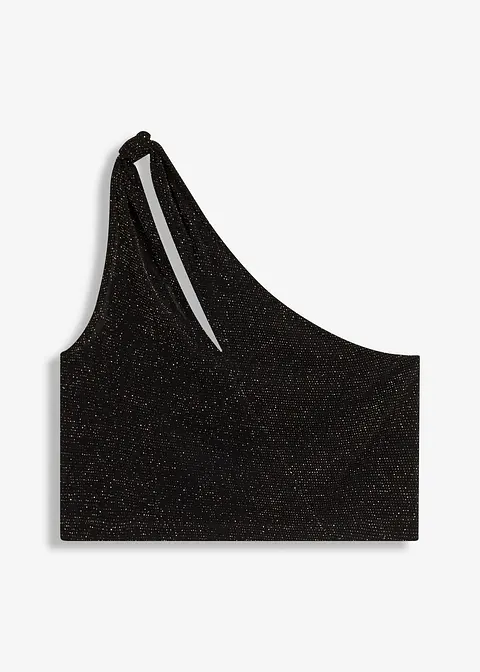 Top, One Shoulder Twist in schwarz von vorne - bonprix