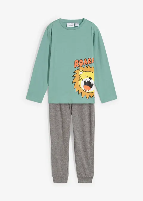 Pyjama mit Bio-Baumwolle (2-tlg. Set) in grün von vorne - bonprix