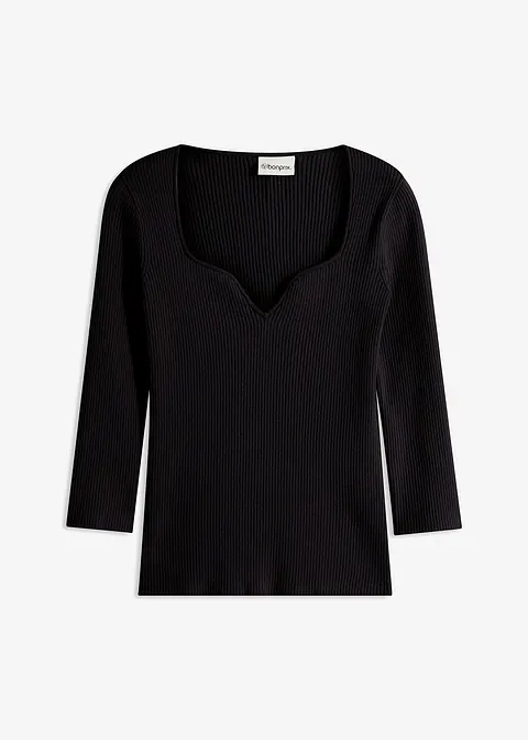 Feinstrickpullover in schwarz von vorne - bonprix