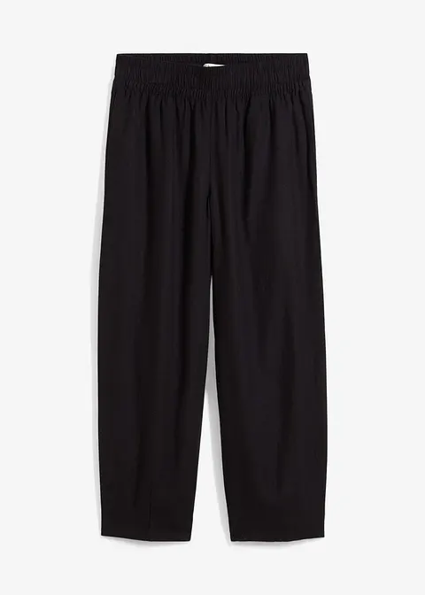 Schlupfhose mit Leinen, 7/8- Länge in schwarz von vorne - bonprix