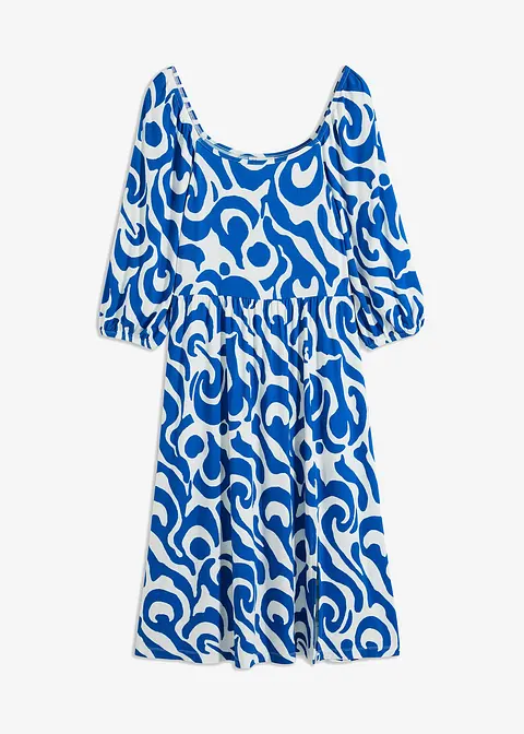 Jerseykleid mit Ballon-Ärmeln aus softem Viskose-Mix in weiß von vorne - bonprix
