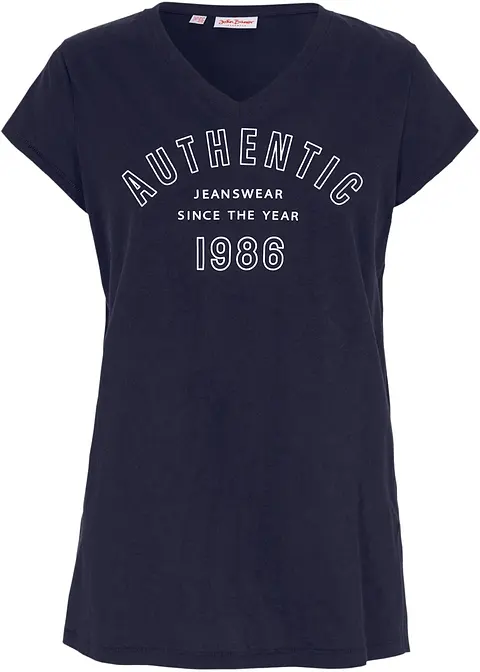 Longshirt aus reiner Bio-Baumwolle in blau von vorne - bonprix