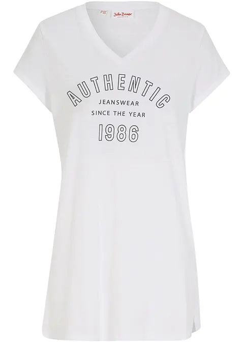 Longshirt aus reiner Bio-Baumwolle in weiß von vorne - bonprix