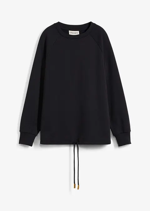 Sweatshirt aus Baumwoll-Mix in schwarz von vorne - bonprix