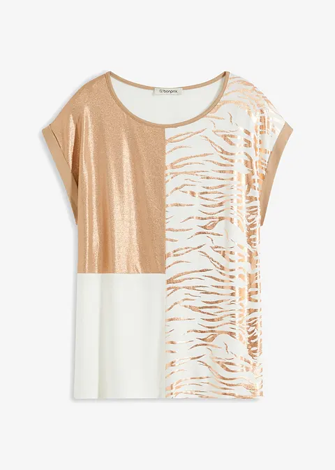 Shirt in Patchoptik in weiß von vorne - bonprix