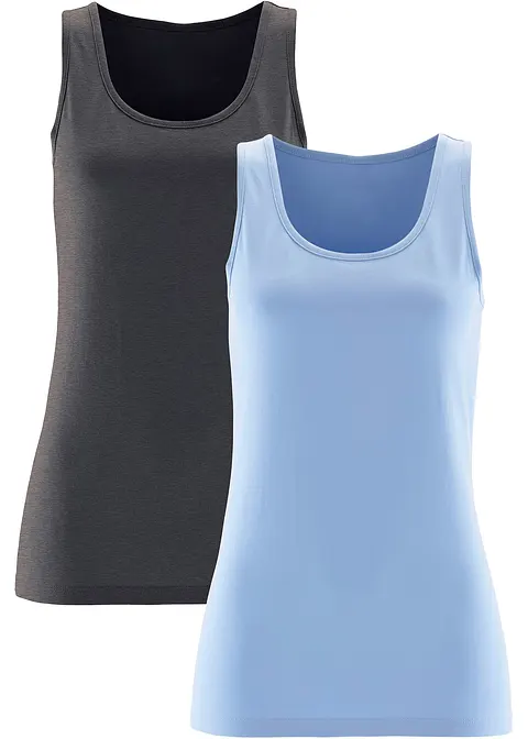 Tanktop, (2er Pack) in blau von vorne - bonprix