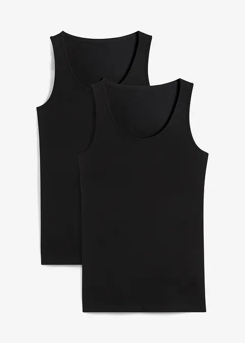 Tanktop, (2er Pack) in schwarz von vorne - bonprix