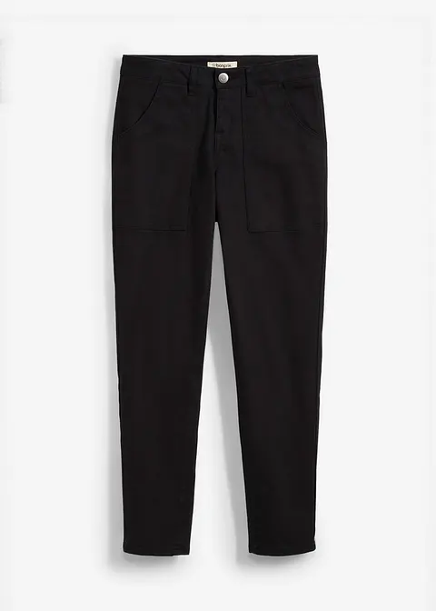 Twillhose aus elastischem Baumwoll-Mix in schwarz von vorne - bonprix
