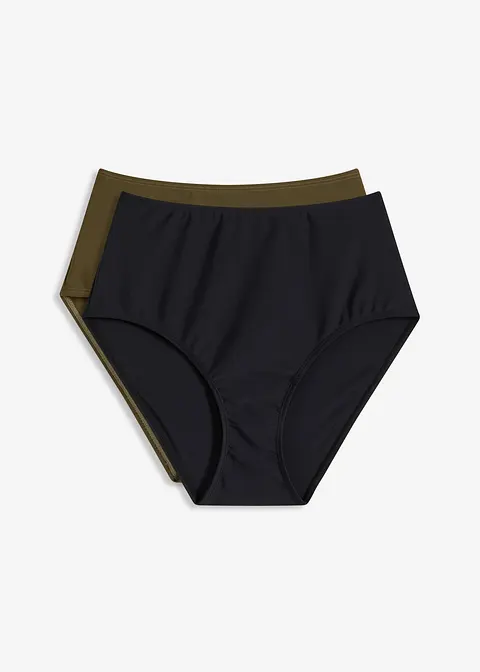 High waist Bikinihose (2er Pack) in grün von vorne - bonprix