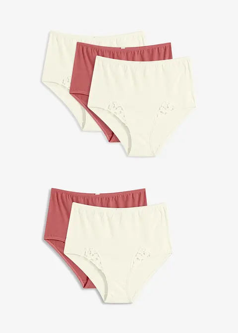 Taillenslip (5er Pack) in weiß von vorne - bonprix