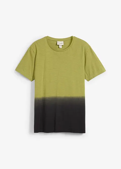 T-Shirt aus reiner Baumwolle, Slim Fit in grün von vorne - bonprix