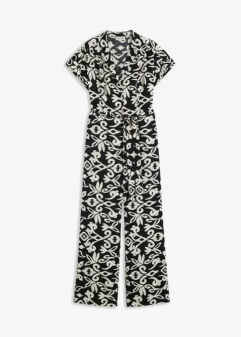 bedruckter Jumpsuit in schwarz von vorne - bonprix