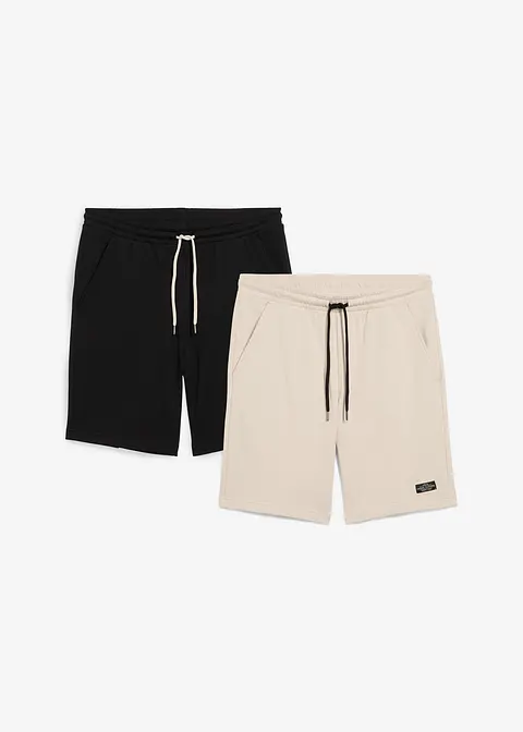 Sweat-Bermuda (2er Pack) in grau von vorne - bonprix