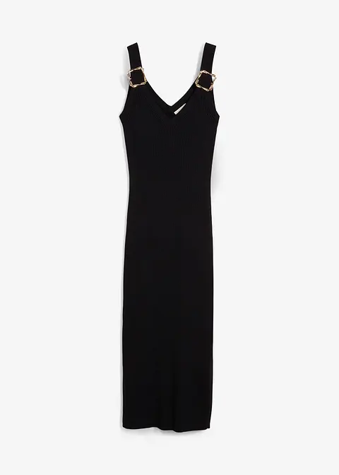 Strickkleid mit Seidenanteil in schwarz von vorne - bonprix