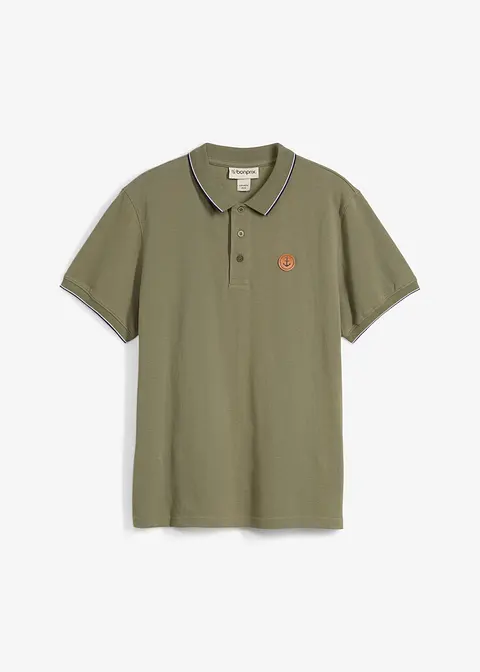 Piqué-Poloshirt aus reiner Bio-Baumwolle in grün von vorne - bonprix