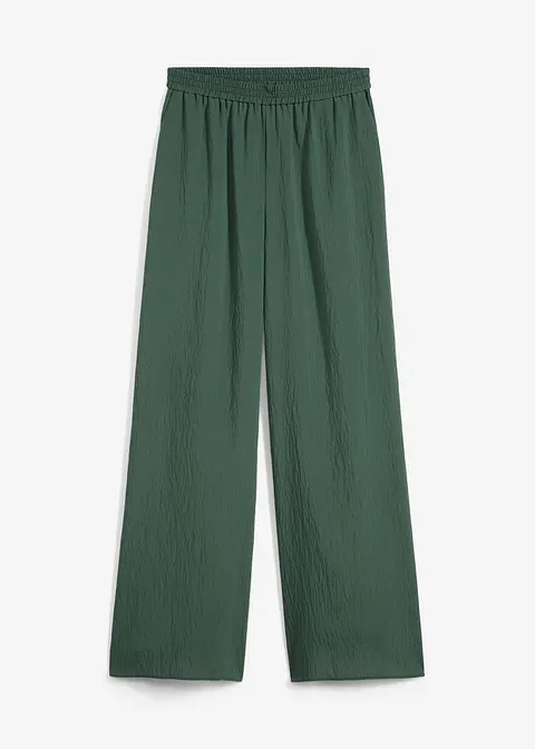 Hose aus aus strukturiertem Crinkle-Viskose-Mix in grün von vorne - bonprix
