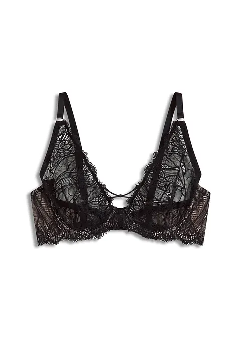 Triangel-BH aus feiner Spitze in schwarz von vorne - bonprix