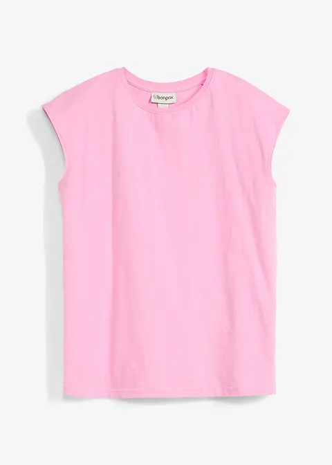 T-Shirt aus reiner Bio-Baumwolle in rosa von vorne - bonprix
