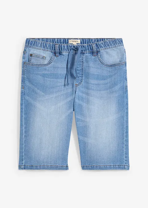 Leichte Long-Sweatjeans-Bermuda, Regular Fit in blau von vorne - bonprix