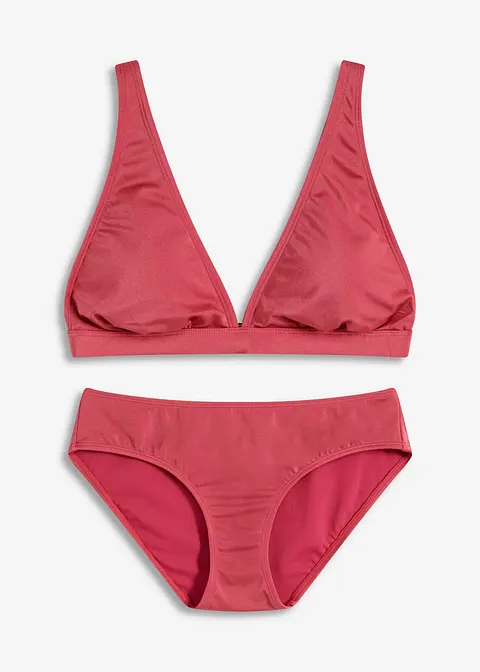Bikini (2-tlg.Set) aus glänzendem Material in rot von vorne - bonprix