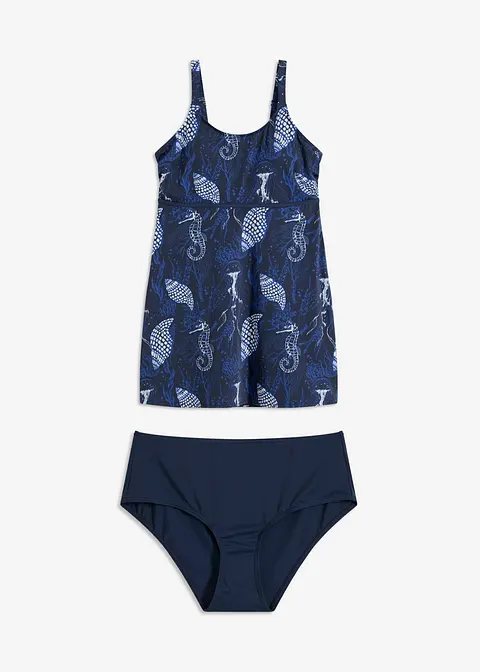 Long Tankini (2-tlg.Set) in blau von vorne - bonprix