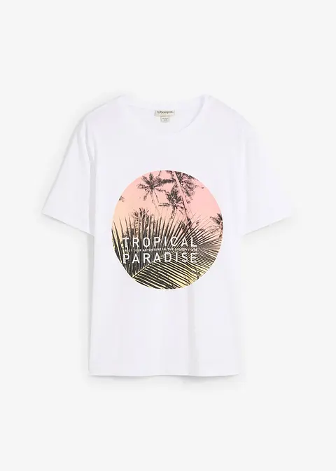 T-Shirt aus reiner Bio-Baumwolle in weiß von vorne - bonprix