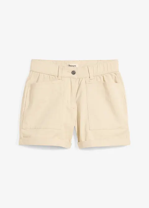 Twill-Shorts in beige von vorne - bonprix